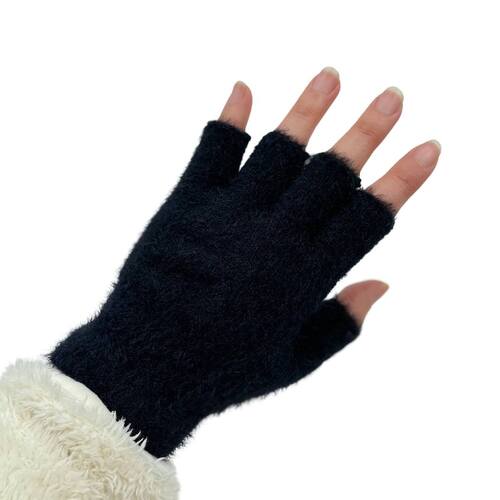 THSG1109: Black: Half Finger Gloves