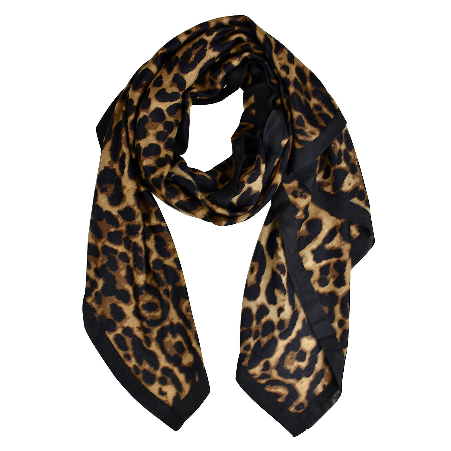 THSS1912 Brown Leopard Print Scarf