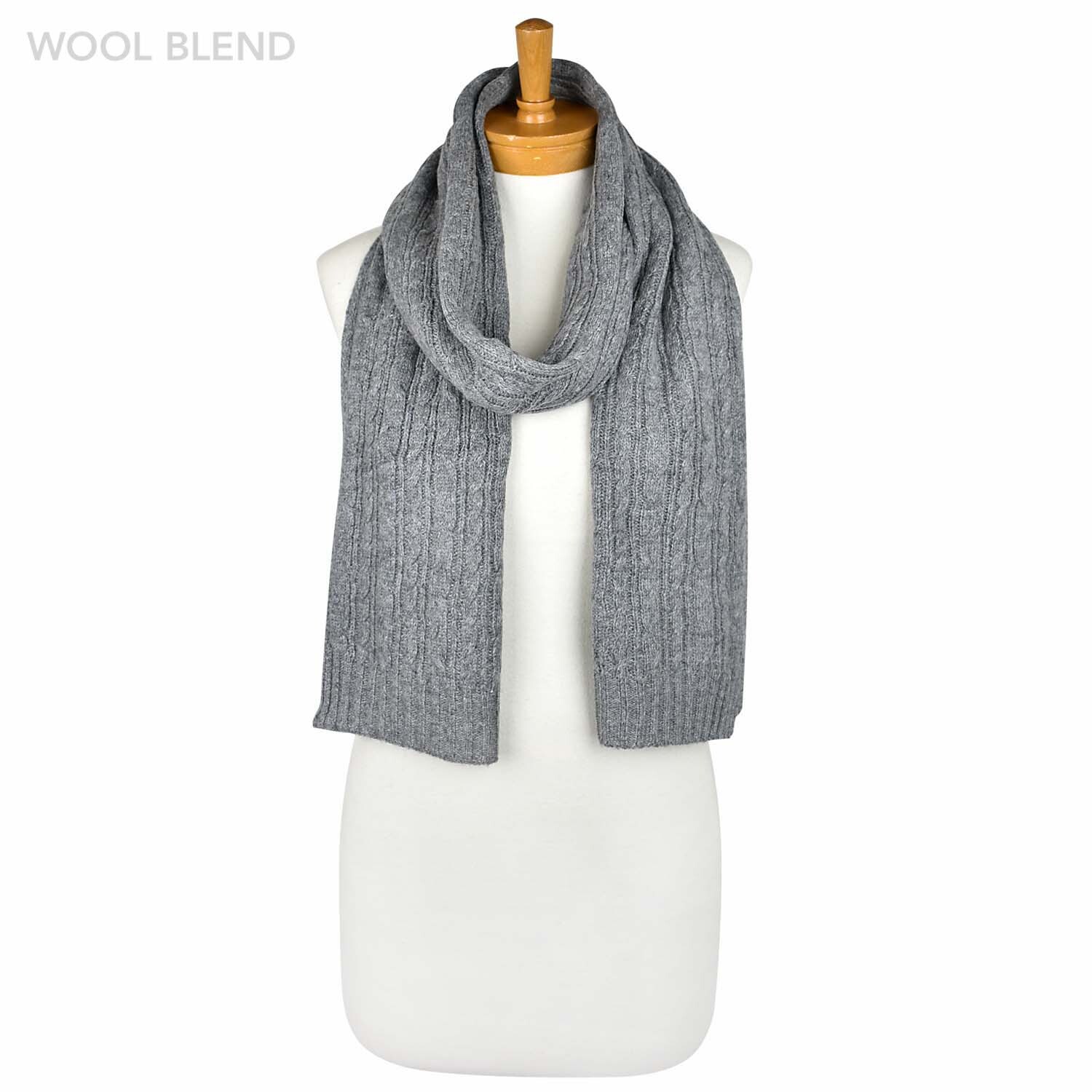 THSS2255: Grey: Braid Knitted Scarf - Taylor Hill Scarves & Co.