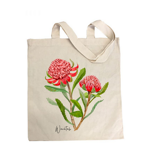 AGCB1001: Waratah Cotton Tote Bag