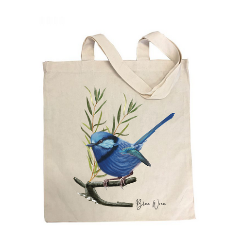 AGCB1011: Blue Wren Cotton Tote Bag