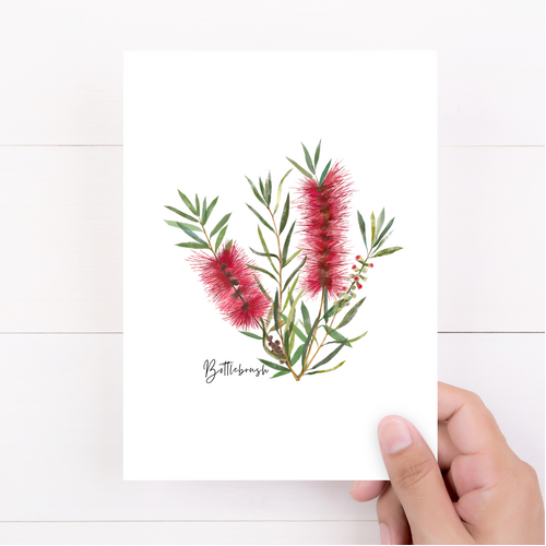 AGCC1001: Red: Bottlebrush Flower Card 