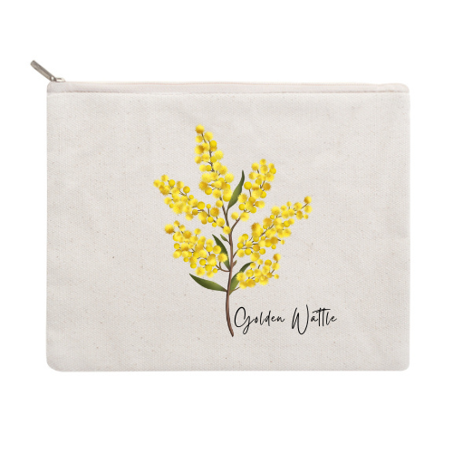 AGCZP1005: Wattle Cotton Zipper Pouch