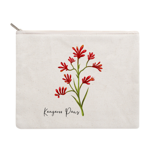 AGCZP1006: Kangaroo Paws Cotton Zipper Pouch