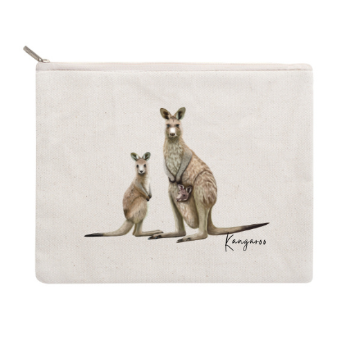 AGCZP1007: Kangaroo Cotton Zipper Pouch