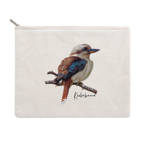 AGCZP1011: Kookaburra Cotton Zipper Pouch