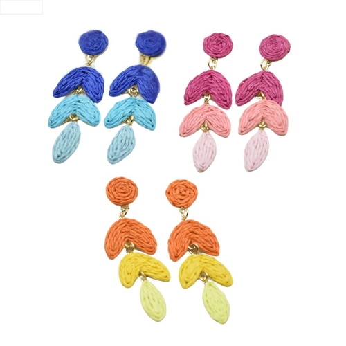 THSAP1008: (3 pairs) Woven Raffia Earrings Pack