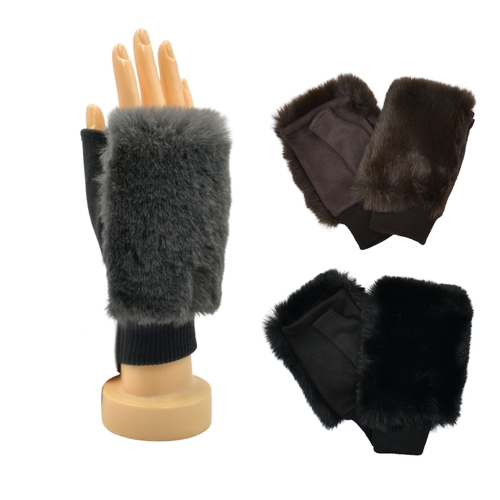 THSAP1380: (5 pcs) Faux Fur Fingerless Gloves Pack