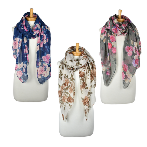 THSAP1395: (3 pcs) Vintage Rose Garden Scarf Pack