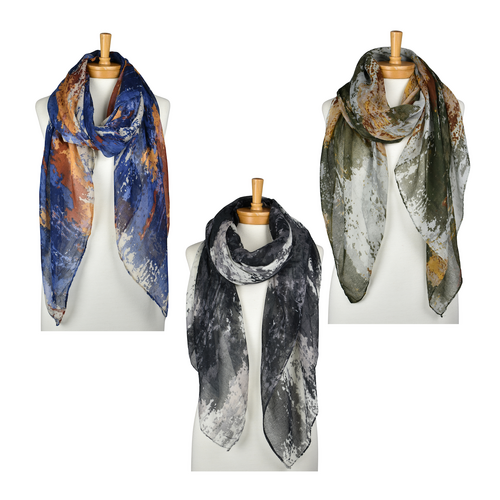 THSAP1396: (3 pcs) Abstract Brushstroke Scarf Pack