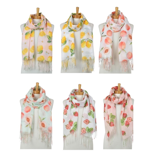 (6-Piece) Tuttie Fruity Scarf Assorted Pack - Lemon, Peach & Strawberry