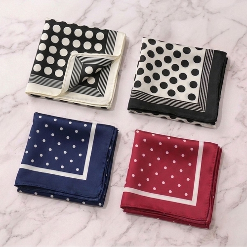 (4-Piece) Polka Dot Square Scarf Pack