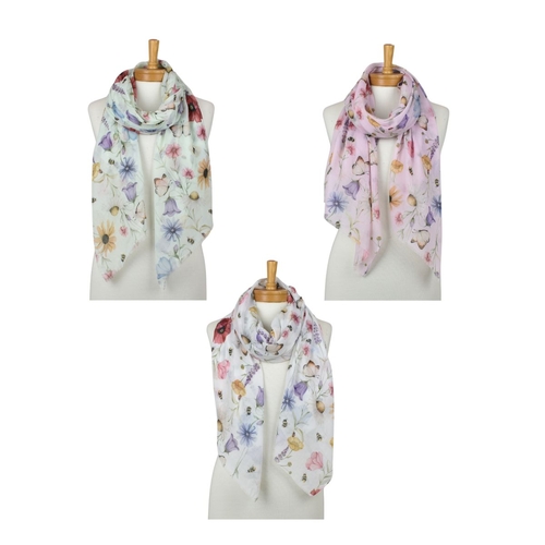 (3-Piece) Butterflies, Bees, and Flowers Scarf Pack