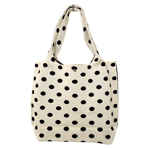 THSB1054: Off White: Polka Dot Tote Bag