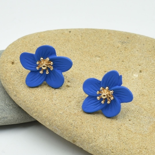 THSE1071: Blue: Flower Petals Earrings