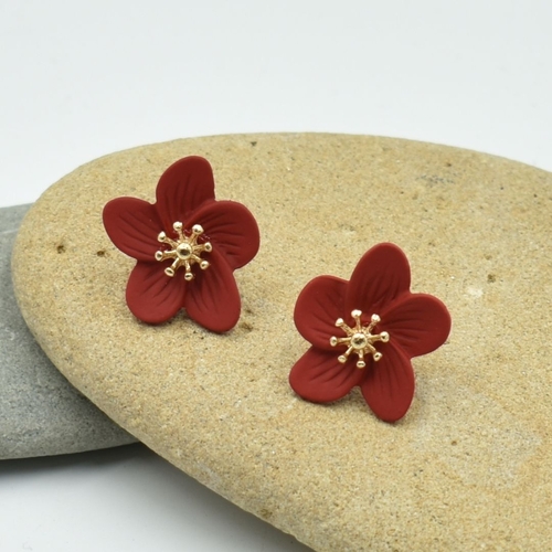 THSE1074: Ruby: Flower Petals Earrings
