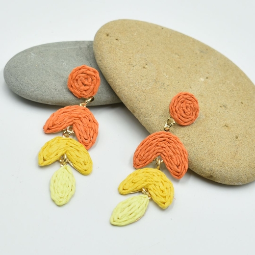THSE1095: Sunrise: Woven Raffia Earrings