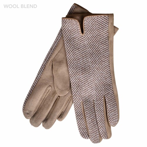 THSG1059: Brown: Houndstooth Gloves