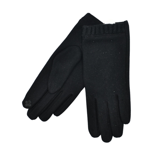 THSG1132: Black: Crystal Dot Gloves