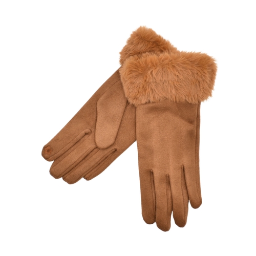 THSG1142: Cinnamon: Faux Fur Cuff Gloves