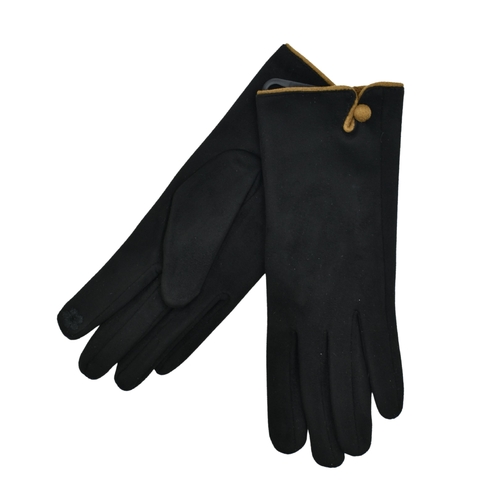 THSG1155: Black: One Button Gloves