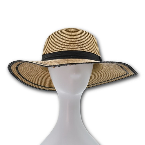 THSH1005: Beige: Border Brim Sun Hat