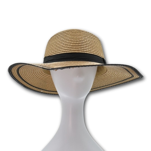 THSH1006: Brown: Border Brim Sun Hat
