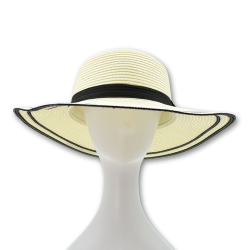THSH1007: Milk White: Border Brim Sun Hat