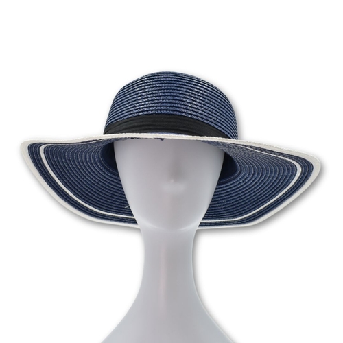 THSH1007: Navy: Border Brim Sun Hat