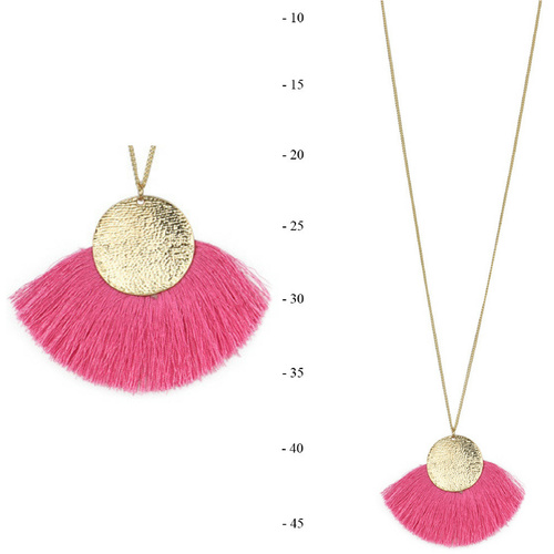 THSJ1191: Rose : Fan Tassels Necklace