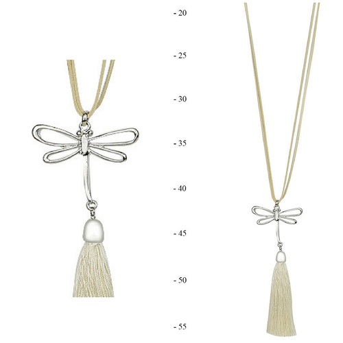 THSJ1200: Cream: Dragonfly Pendant Necklace