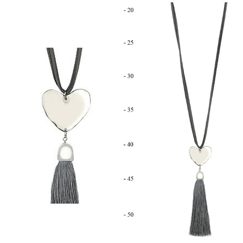 THSJ1204: (4pcs) Grey: Solid Heart Pendant Necklace