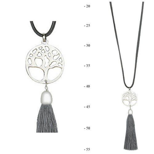 THSJ1214: Grey:Tree of Life Pendant Necklace