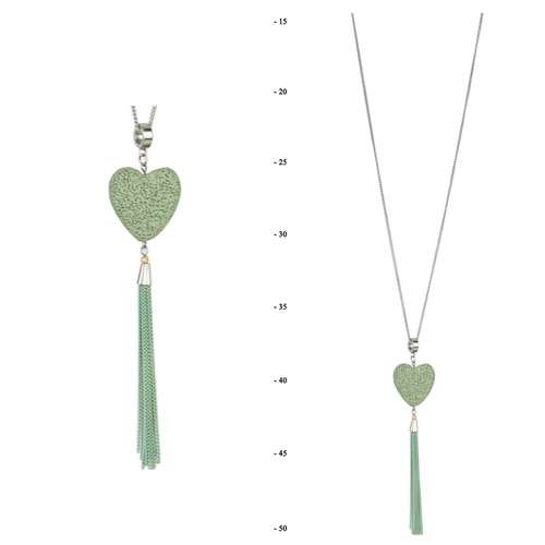 THSJ1217: (3pcs) Mint: Lava Rock Heart Pendant Necklace
