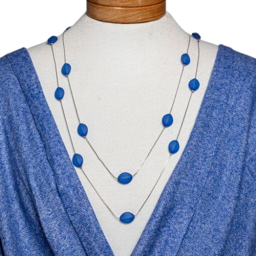 Miriam Haskell Cobalt Blue Bead Necklace - Garden Party Collection Vintage  Jewelry