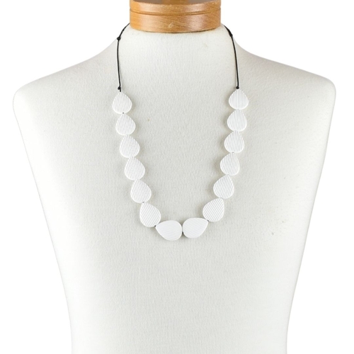 THSJ1261: White: Teardrop Resin Necklace