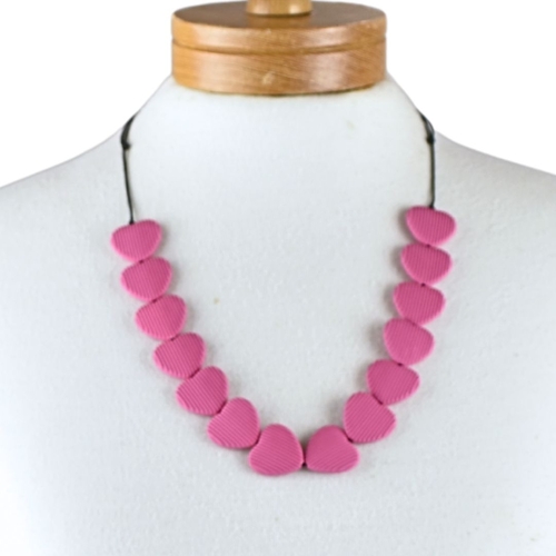 THSJ1267: Rose Pink: Heart Resin Necklace