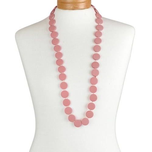 THSJ1269: Pink: Round Wooden Necklace