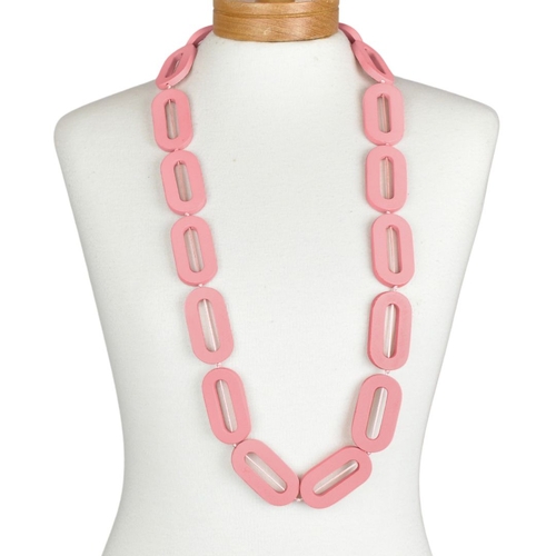 THSJ1275: Pink: Chunky Wooden Necklace