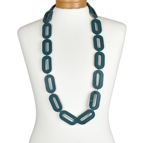 THSJ1278: Slate Teal: Chunky Wooden Necklace
