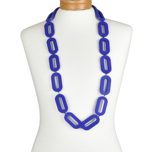 THSJ1279: Navy: Chunky Wooden Necklace