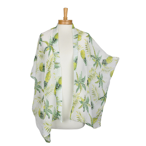 THSK1049: White: Pineapple Kimono Jacket