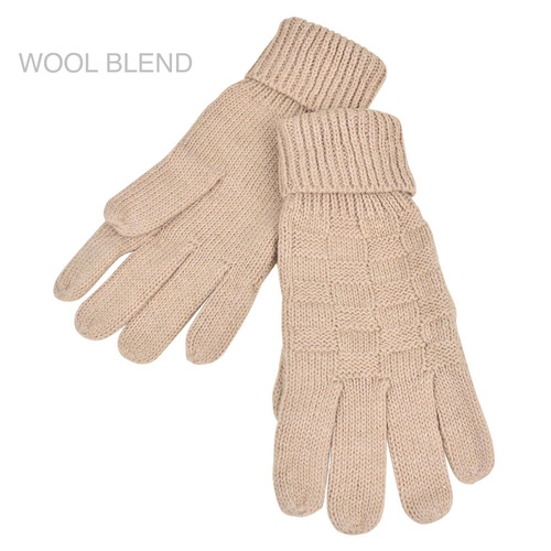 THSS1888GX: Latte: Weave Knitted Gloves