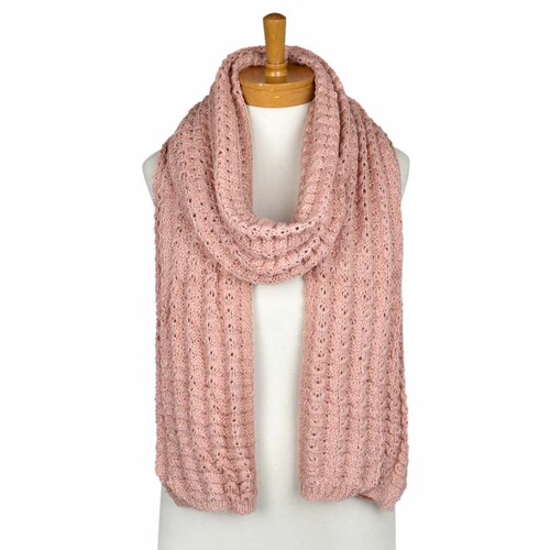 THSS2242: Pink: Waffle Knit Scarf
