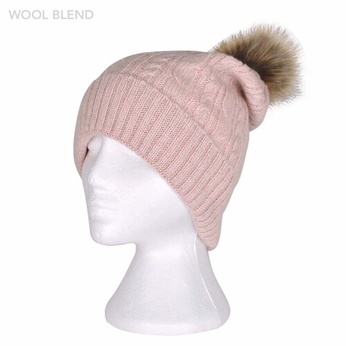 THSS2256HX: Pink: Braid Knitted Beanie
