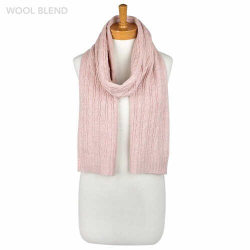 THSS2256: Pink: Braid Knitted Scarf