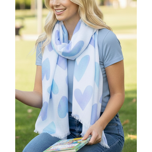 THSS2349: Blue: Hearts Scarf