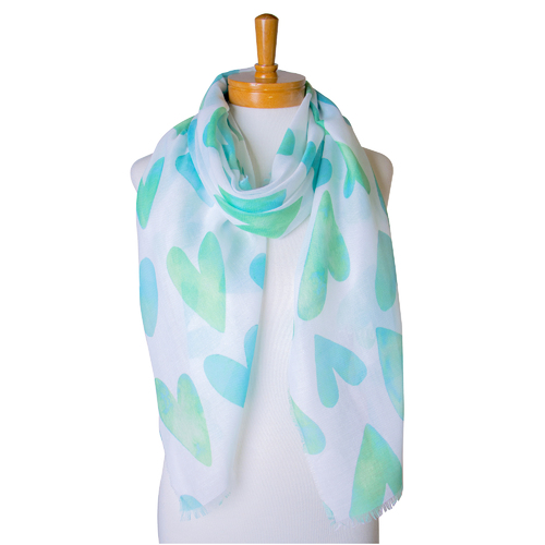 THSS2352: Green: Hearts Scarf