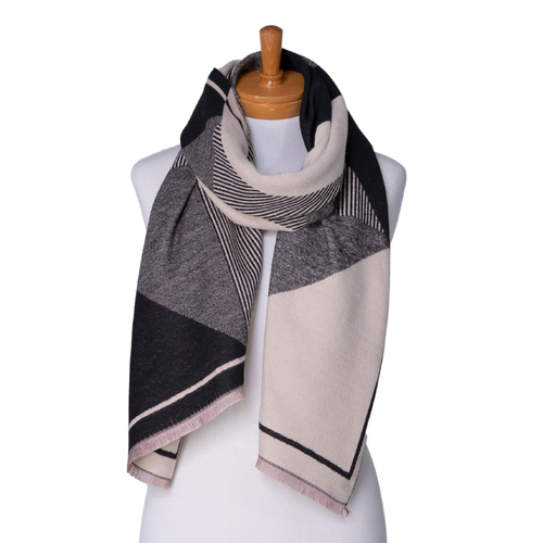 THSS2376: Black: Reversible Sections and Lines Scarf
