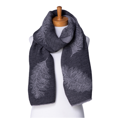 THSS2400: Black: Reversible Feather Crimped Scarf